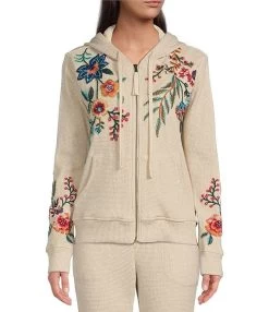 Johnny Was Ardell Metallic Hoodie-Cream