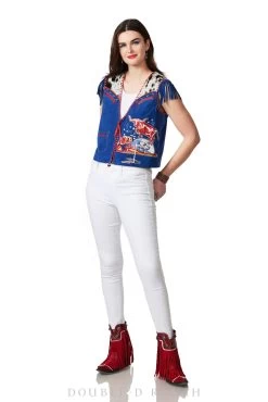 The Cow Jumped Over The Moon Vest-Bygone Blue