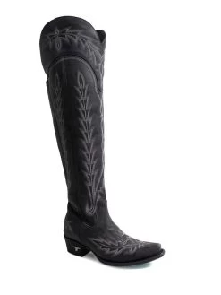 Lane Lexington OTK Boot-Distressed Jet Black