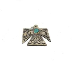 Silver Thunderbird Pin With Turquoise