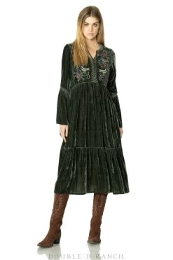 Double D Ranch Whimsey Birds Dress - Spruce-One Only