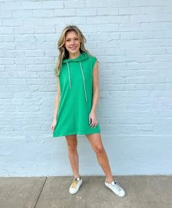 Queen Of Sparkles Green Fringe Hoodie Dress