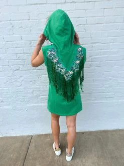 Queen Of Sparkles Green Fringe Hoodie Dress -Fashion Store IMG 0547