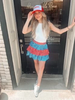 Queen Of Sparkles Red, White, & Blue Sequin Star Skort -Fashion Store IMG 1807