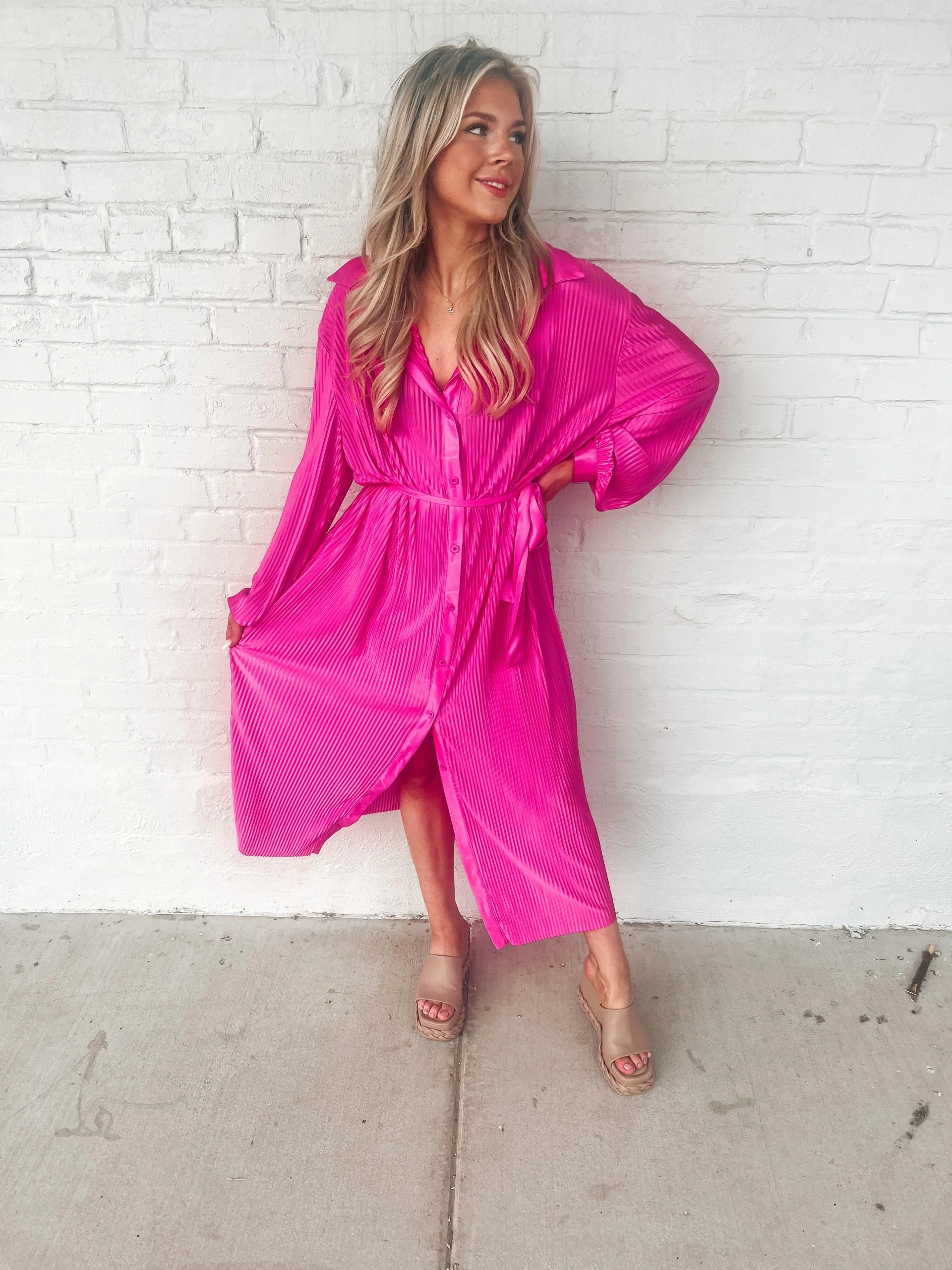 Mae Pleated Midi Dress