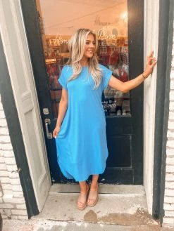 Runnin Around T Shirt Midi Dress - Ocean -Fashion Store IMG 3849