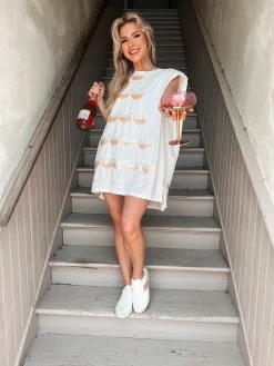 Queen Of Sparkles White Champagne Tower Shoulder Pad Dress -Fashion Store IMG 4790