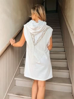 Queen Of Sparkles White Fringe Hoodie Dress -Fashion Store IMG 4927