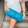 Turquoise Full Quill Ostrich Clutch -Fashion Store IMG 5373
