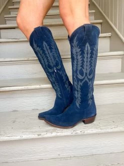 Mayra Boots - Navy Suede