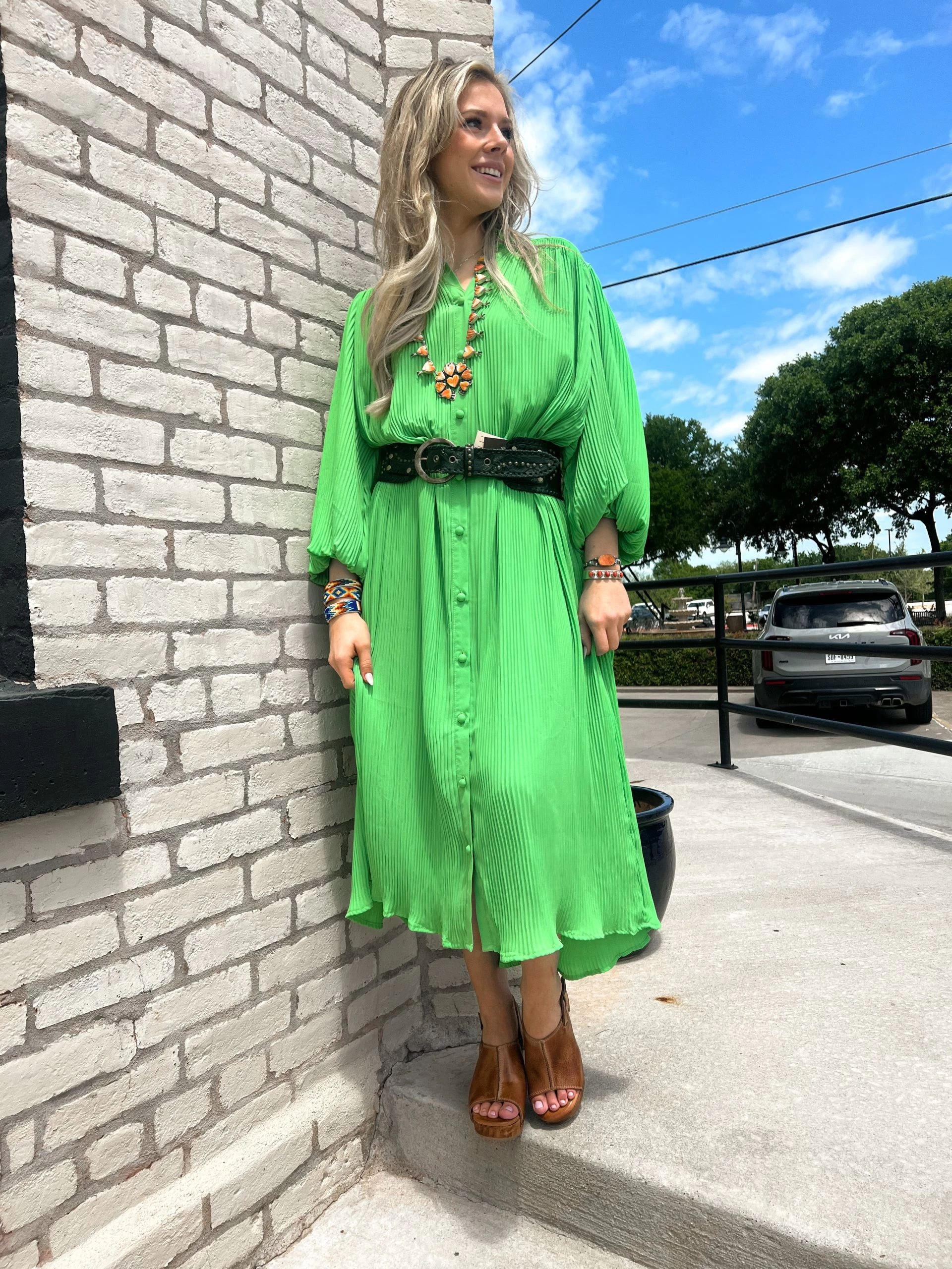 Karlee Pleated Midi Dress