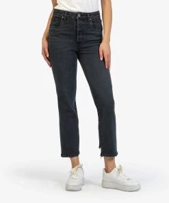 Kut From The Kloth Vintage Straight Leg High Rise Black Jean-Rosa