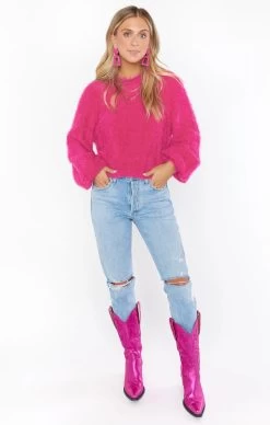 Show Me Your MUMU Vienna Sweater-Hot PInk