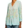 Johnny Was Stitch Blouse-Tropic Blue -Fashion Store NMT1U15 40 m