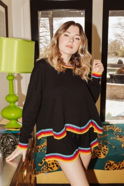 Queen Of Sparkles Black Wavy Rhinestone Top