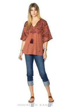 Double D Ranchwear Cedar Bayou Top-Rodeo Red