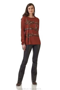 Double D Ranchwear Devil's Rope Top-Sorrel