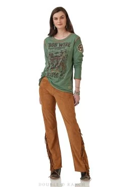 Double D Ranchwear Bob Wire Top-Grarcitas Green
