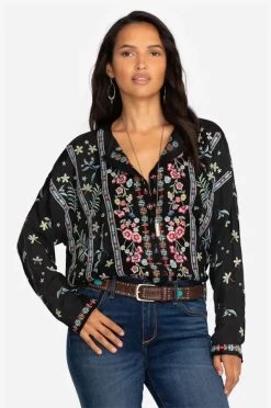 Johnny Was Striped Garden Blouse