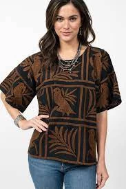 Eva Embroidered Black And Brown Top
