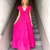 Holland Tiered Maxi Dress - Raspberry