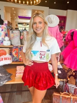 Queen Of Sparkles Red Metallic Swing Shorts -Fashion Store image 26cc809c 3d6f 4a29 844c 135e938bcc49