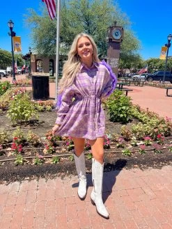 Queen Of Sparkles Purple Flannel Feather Dress