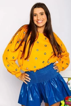 Queen Of Sparkles Royal Leather Swing Shorts