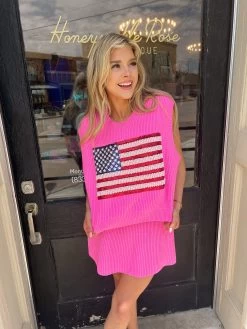 Queen Of Sparkles Neon Pink Sweater Skirt